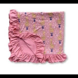 Kozi&Co giraffe ruffled double layer blanket